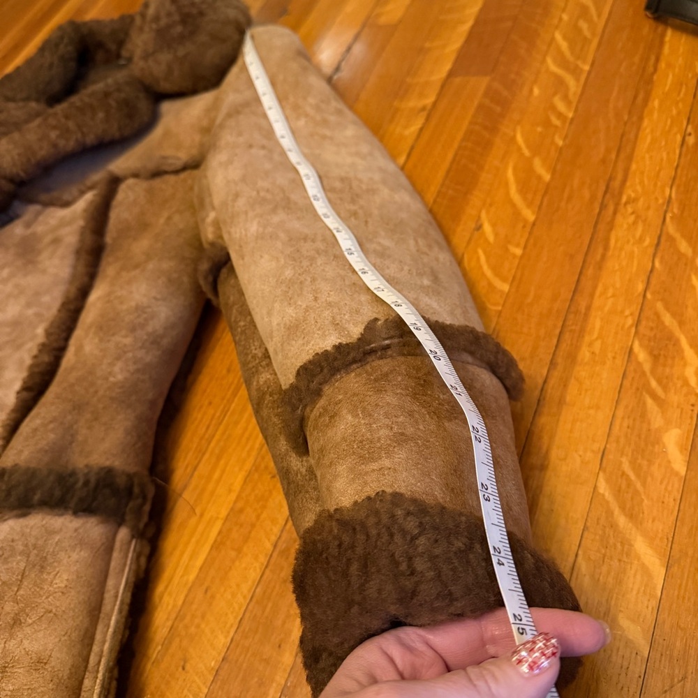 Shearling Coat with Brown Trim - Picture 9 of 11